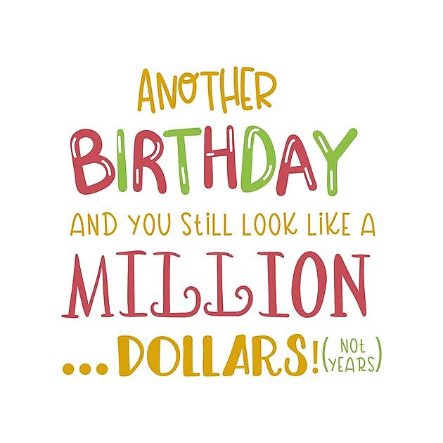 Another Birthday And You Still Look Like A Million Dollars - Reclame en Borduurstudio An Zuidbroek
