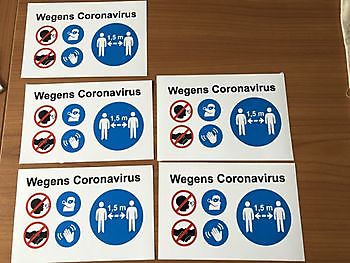 Wij leveren snel uw Coronavirus social distance stickers! Reclame en Borduurstudio An Zuidbroek