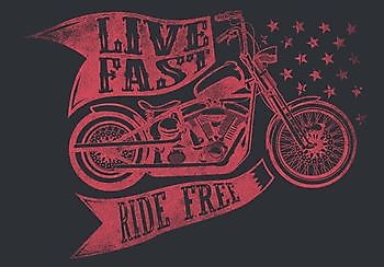 Live Fast Ride Free - Reclame en Borduurstudio An Zuidbroek